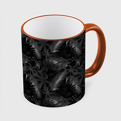 Кружка 3D Palm black and white, цвет: 3D-оранжевый кант