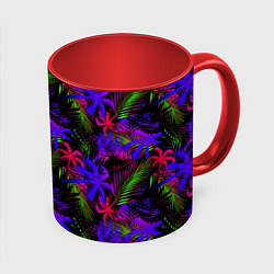 Кружка 3D Palm purple pink, цвет: 3D-белый + красный