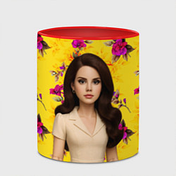 Кружка 3D Lana Del Rey образ куклы, цвет: 3D-белый + красный — фото 2