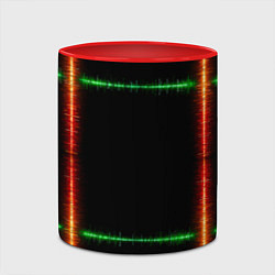 Кружка 3D Color green orange lines, цвет: 3D-белый + красный — фото 2