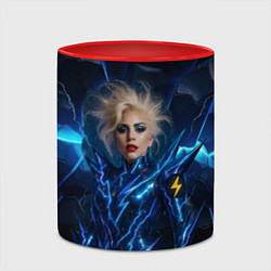 Кружка 3D Леди Гага женщина молния, цвет: 3D-белый + красный — фото 2