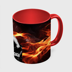 Кружка 3D Леди Гага на мотоцикле, цвет: 3D-белый + красный