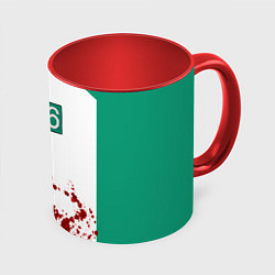 Кружка 3D Кровавая форма игрока 456 из игры в кальмара, цвет: 3D-белый + красный