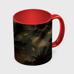 Кружка 3D Следы от пуль на камуфляже, цвет: 3D-белый + красный