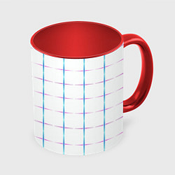 Кружка 3D Color white blue stripes, цвет: 3D-белый + красный
