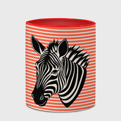 Кружка 3D Зебра на оранжевых полосах, цвет: 3D-белый + красный — фото 2