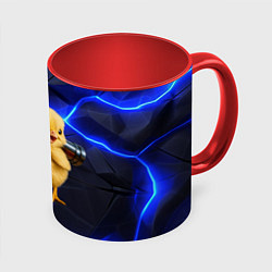 Кружка 3D Цыпленок с базукой, цвет: 3D-белый + красный