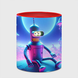 Кружка 3D Bender bending robot on the amazing neon mushroom, цвет: 3D-белый + красный — фото 2