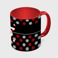Кружка 3D Doom winter pattern steel, цвет: 3D-белый + красный