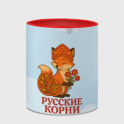 Кружка 3D Русская душа - лисица, цвет: 3D-белый + красный — фото 2