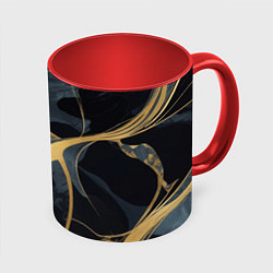Кружка 3D Мраморный узор с золотыми полосками, цвет: 3D-белый + красный