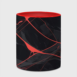 Кружка 3D Текстура мрамора с красными полосками, цвет: 3D-белый + красный — фото 2
