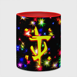 Кружка 3D Doom новогодние искры, цвет: 3D-белый + красный — фото 2