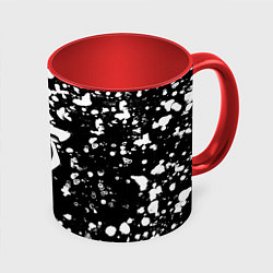 Кружка 3D Дум белые брызги красок, цвет: 3D-белый + красный