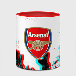 Кружка 3D Arsenal огонь глитч, цвет: 3D-белый + красный — фото 2