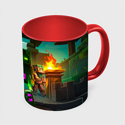 Кружка 3D Майнкрафт - исследование территории, цвет: 3D-белый + красный