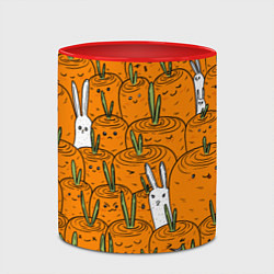 Кружка 3D Милый кролики в морковном поле, цвет: 3D-белый + красный — фото 2