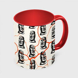 Кружка 3D Статуи моаи, цвет: 3D-белый + красный