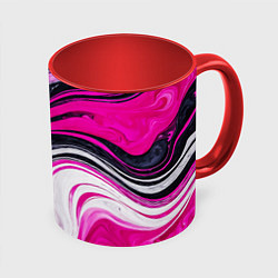 Кружка 3D Розово белая абстракция, цвет: 3D-белый + красный