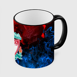 Кружка 3D Liverpool огненный дым текстура, цвет: 3D-черный кант