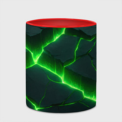 Кружка 3D Кислотный зеленый свет из плит, цвет: 3D-белый + красный — фото 2