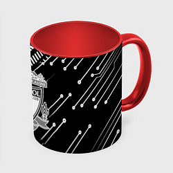 Кружка 3D Liverpool геометрия черно белая, цвет: 3D-белый + красный