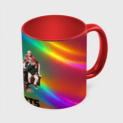 Кружка 3D BTS радужный блестящий фон, цвет: 3D-белый + красный