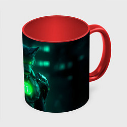 Кружка 3D Кибер-волк, цвет: 3D-белый + красный