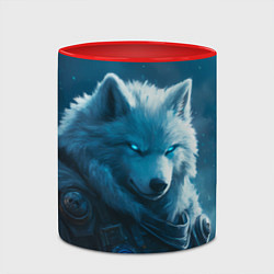 Кружка 3D Воин волк зимой, цвет: 3D-белый + красный — фото 2