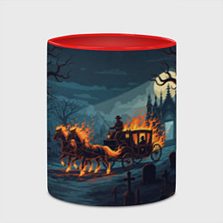 Кружка 3D Призраки в горящей конной повозке, цвет: 3D-белый + красный — фото 2
