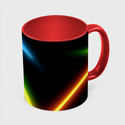 Кружка 3D Neon multicolored lines, цвет: 3D-белый + красный