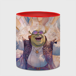 Кружка 3D Шрек на фоне витражей, цвет: 3D-белый + красный — фото 2