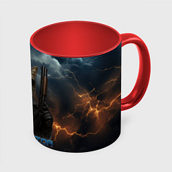 Кружка 3D The purrminator кот терминатор, цвет: 3D-белый + красный