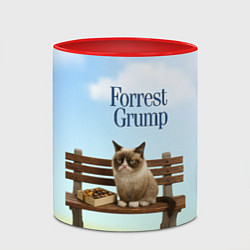 Кружка 3D Пародия Форрест Гамп - кот на скамейке, цвет: 3D-белый + красный — фото 2
