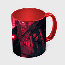 Кружка 3D Лиса киберпанк, цвет: 3D-белый + красный