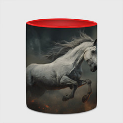 Кружка 3D Прыжок белой лошади, цвет: 3D-белый + красный — фото 2