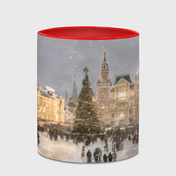 Кружка 3D Новогодние гуляния в Москве, цвет: 3D-белый + красный — фото 2