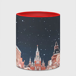 Кружка 3D Праздничная ночь в Москве, цвет: 3D-белый + красный — фото 2