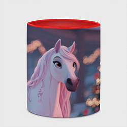 Кружка 3D Лошадка и новогодняя елка, цвет: 3D-белый + красный — фото 2