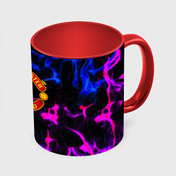 Кружка 3D Манчестер Юнайтед огонь неон, цвет: 3D-белый + красный