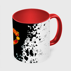 Кружка 3D Манчестер Юнайтед краски абстрактные, цвет: 3D-белый + красный