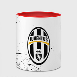 Кружка 3D Ювентус черные краски всплеск, цвет: 3D-белый + красный — фото 2