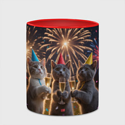 Кружка 3D Праздничные коты, цвет: 3D-белый + красный — фото 2
