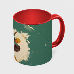 Кружка 3D Новогодний конь в желтых очках, цвет: 3D-белый + красный