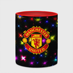 Кружка 3D Манчестер Юнайтед праздничные огни, цвет: 3D-белый + красный — фото 2