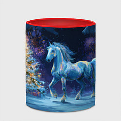 Кружка 3D Сияющая новогодняя лошадка, цвет: 3D-белый + красный — фото 2