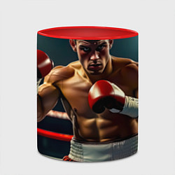 Кружка 3D Боксёр в ринге, цвет: 3D-белый + красный — фото 2