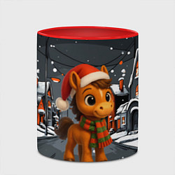 Кружка 3D Новогодняя лошадка 2026 год, цвет: 3D-белый + красный — фото 2