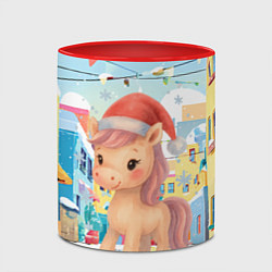 Кружка 3D Лошадка с новогоднем венком, цвет: 3D-белый + красный — фото 2