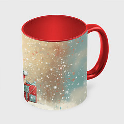 Кружка цветная Новогодний кот сфинкс